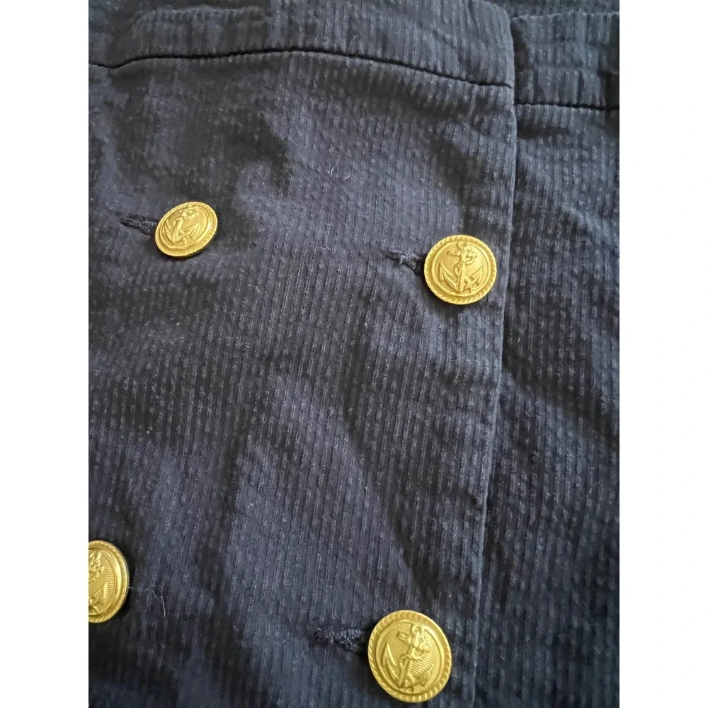 Tommy Hilfiger Navy Blue Seersucker Sailor Mini‎ Skirt Gold  Buttons Size 12